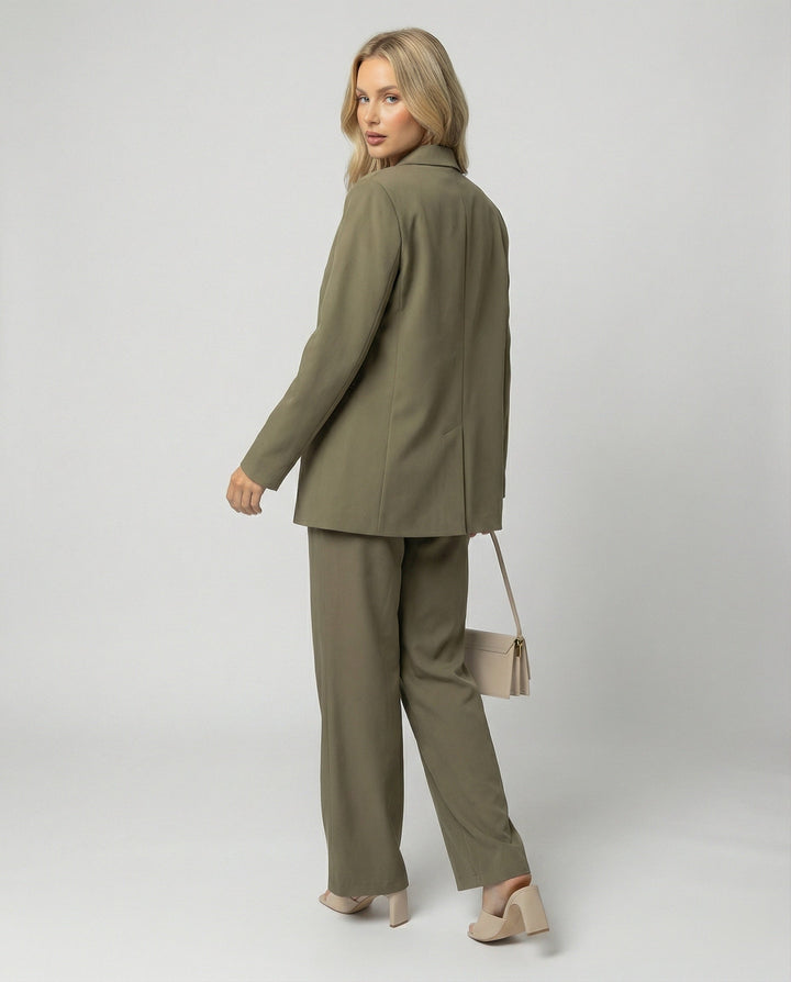 Damen elegantes Anzug-Set mit weitem Hosenbein und modernem Blazer Drune