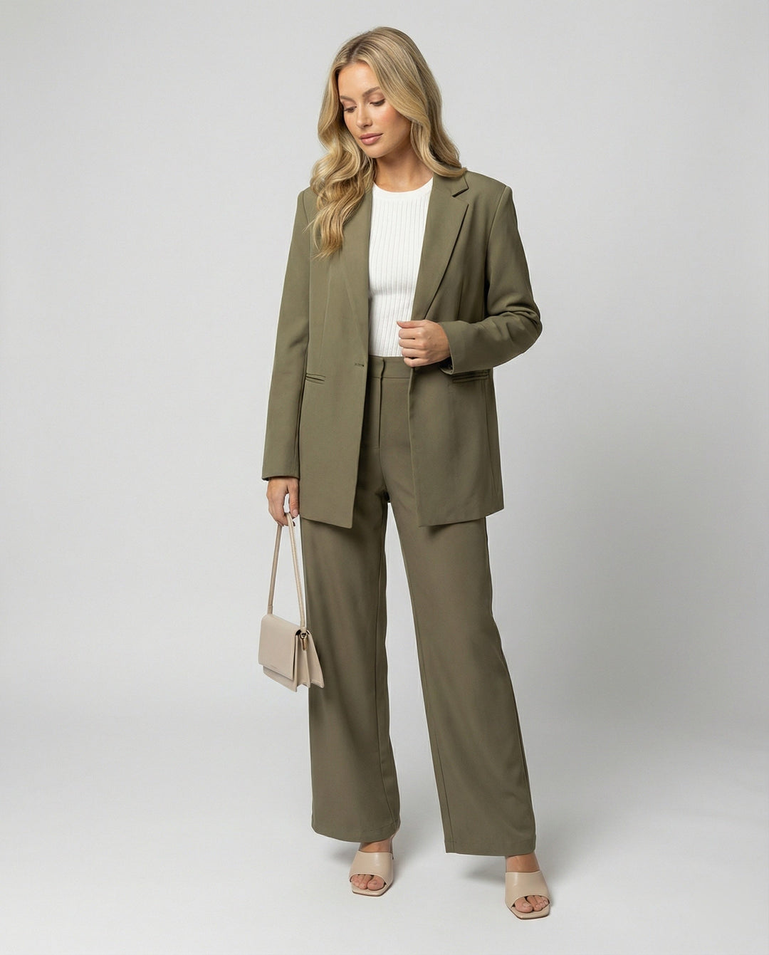 Damen elegantes Anzug-Set mit weitem Hosenbein und modernem Blazer Drune