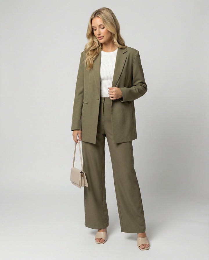 Damen elegantes Anzug-Set mit weitem Hosenbein und modernem Blazer Drune