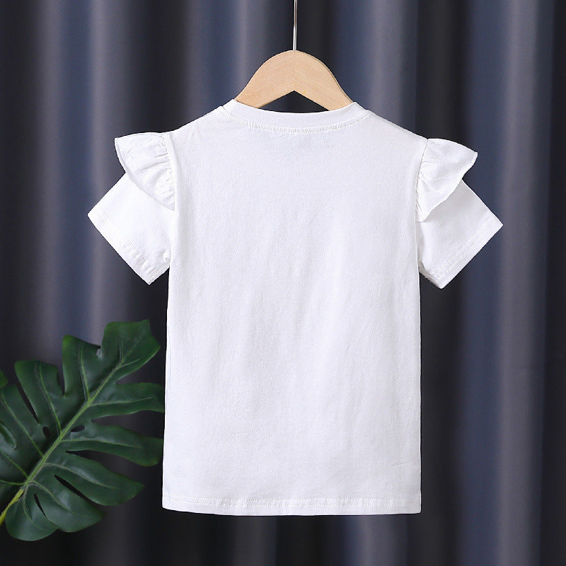 Mädchen T-Shirt mit dekorativem Rüschendesign und kunstvollem Schleifenmotiv Drune