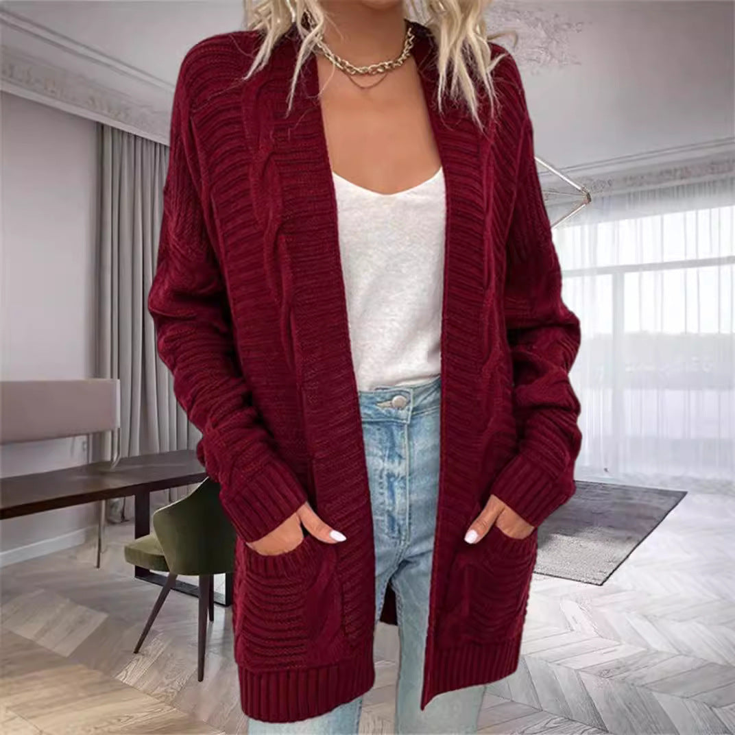 Drune | Strickjacke Wollmischung Übergröße Schnitt Grobstrick mit Taschen
