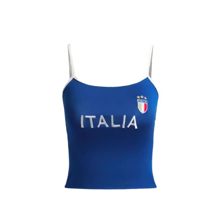 Damen Sporty Cropped Camisole mit Nationalem Emblem Drune