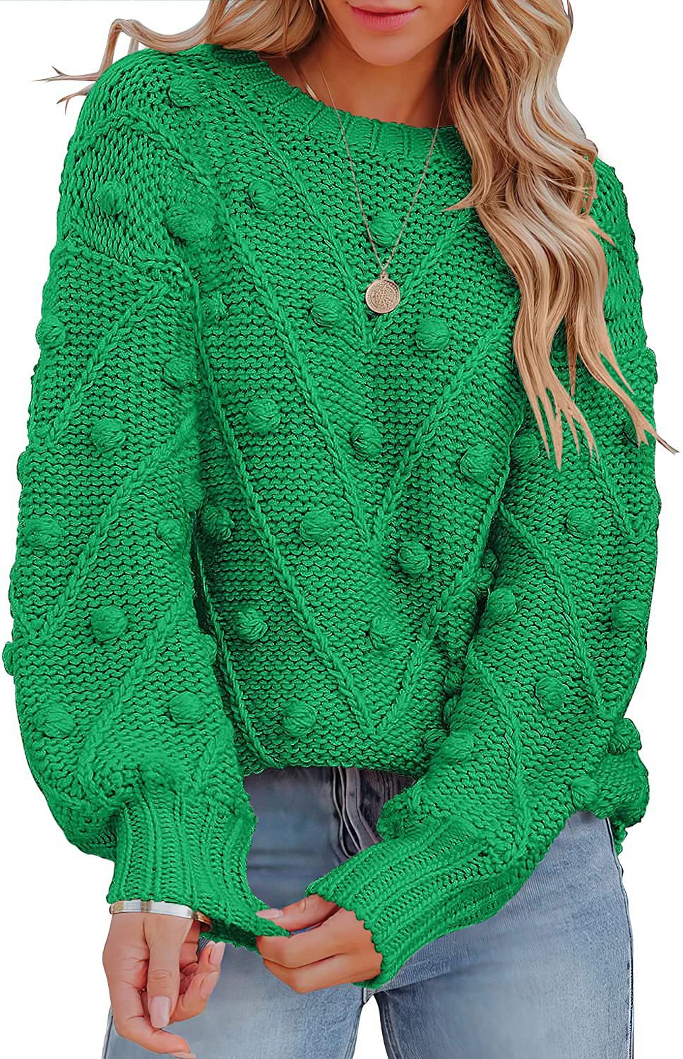 Damen stylischer Strickpullover mit strukturiertem 3D-Muster Drune