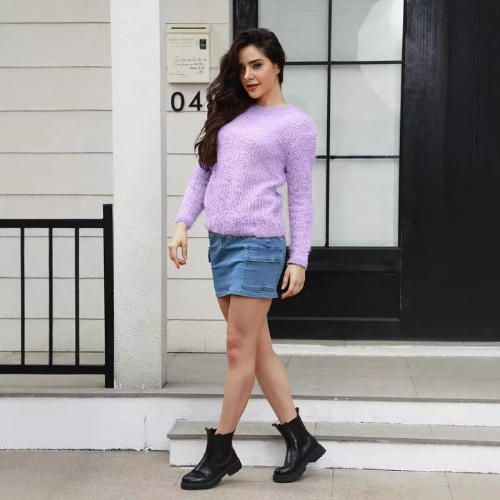 Damen kuscheliger Strickpullover mit modernem Schnitt Drune