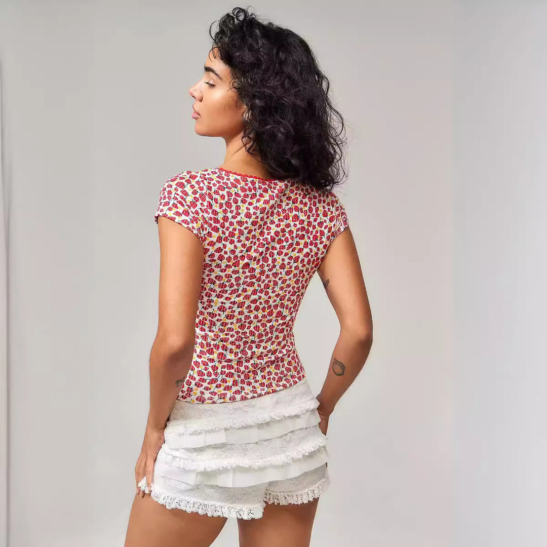Damen Rüschen-Shorts mit elastischem Bund und verspieltem Design Drune