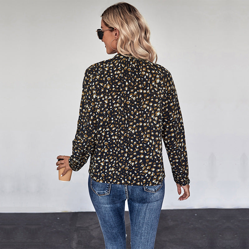 Damen Bluse mit modernem Punkte-Design und elegantem Kragen Drune