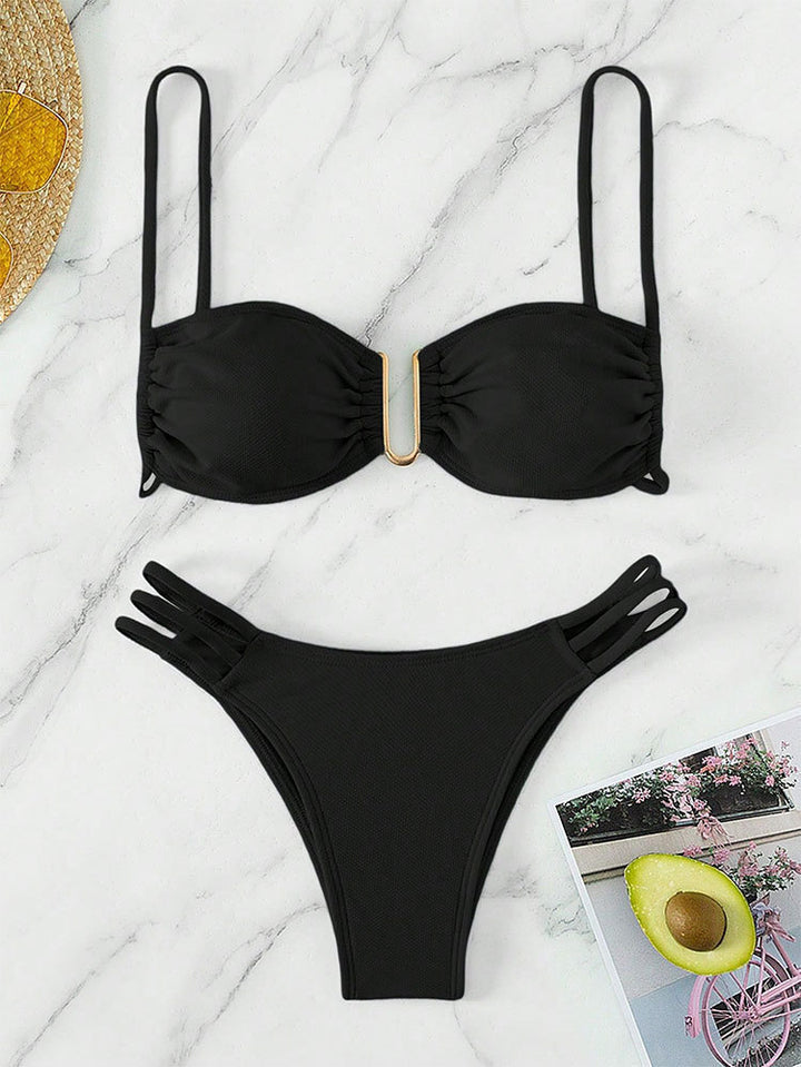Damen Push-Up Bikini mit modischen Cut-Outs Drune