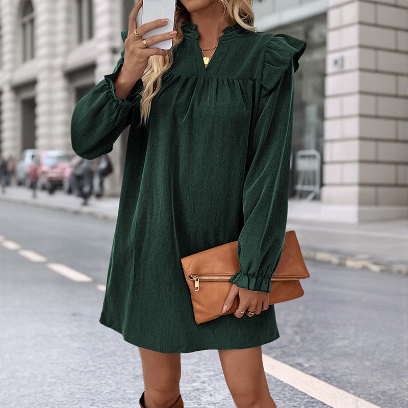 Damen Freizeitkleid mit Rüschendetails und elegantem Schnitt Drune
