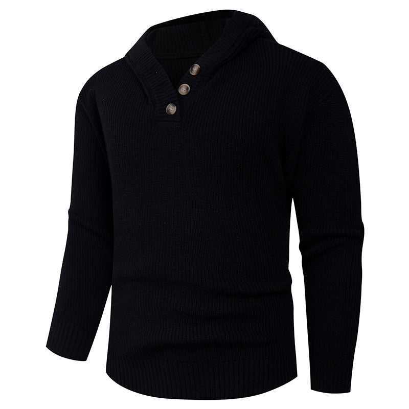 Herren Strickpullover mit hochabschließendem Kragen und Knopfdetails Drune