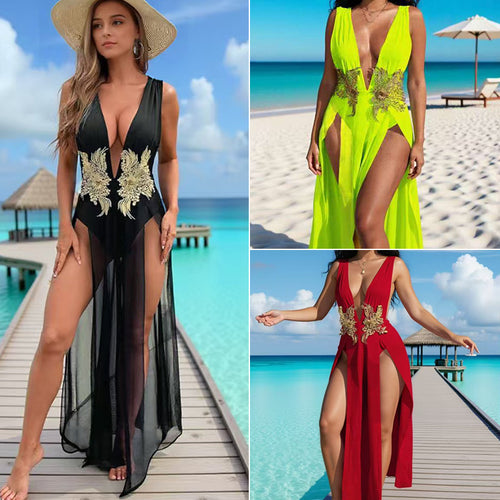 Damen Strandkleid mit eleganter Applikation Drune
