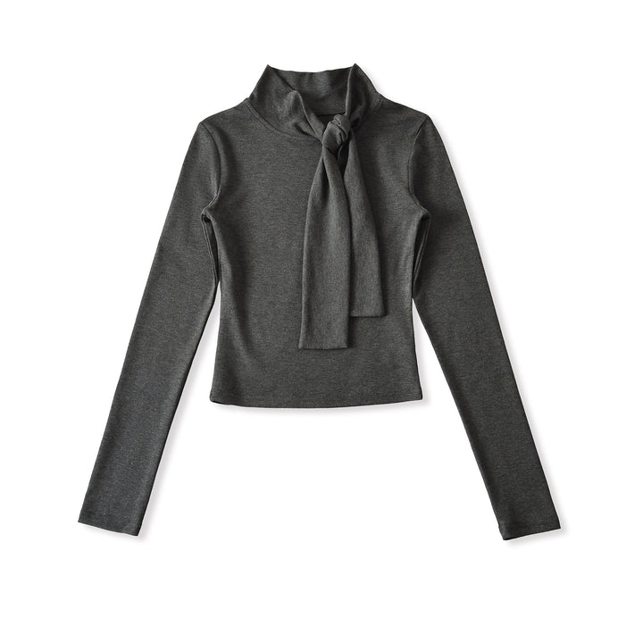 Damen Langarmshirt mit schickem Schlupfkragen und femininer Schleifenoptik Drune