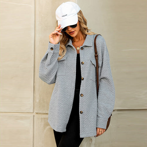 Damen lässige Jacke mit strukturiertem Design und praktischen Taschen Drune