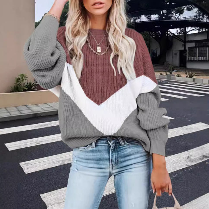 Damen Modischer Strickpullover mit innovativem Muster und weiten Ärmeln Drune