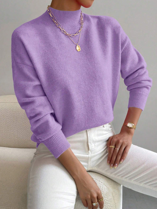 Damen Pullover mit hohem Kragen und weichem Material Drune