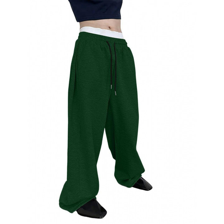 Damen nan weite Oversize Jogginghose mit tiefem Schritt, elastischem Bund und Kordelzug Drune