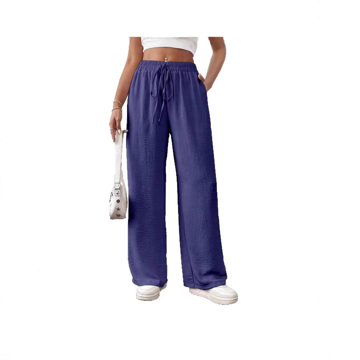 Damen Weite Chiffon-Hose mit elastischem Bund und Tunnelzug Drune