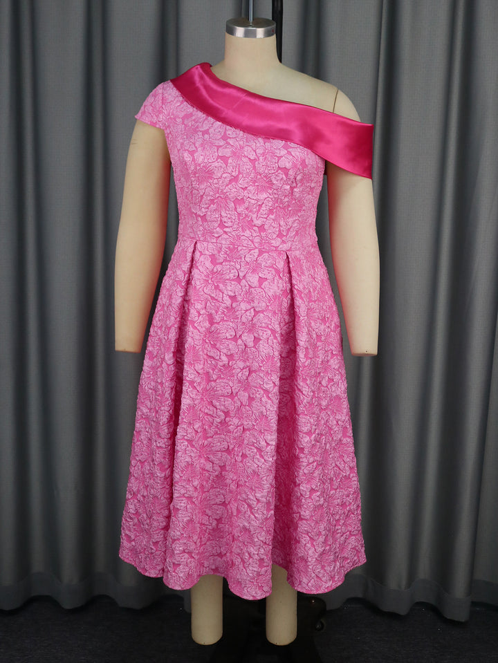 Damen Elegantes Kleid mit asymmetrischem Träger und floralem Muster Drune