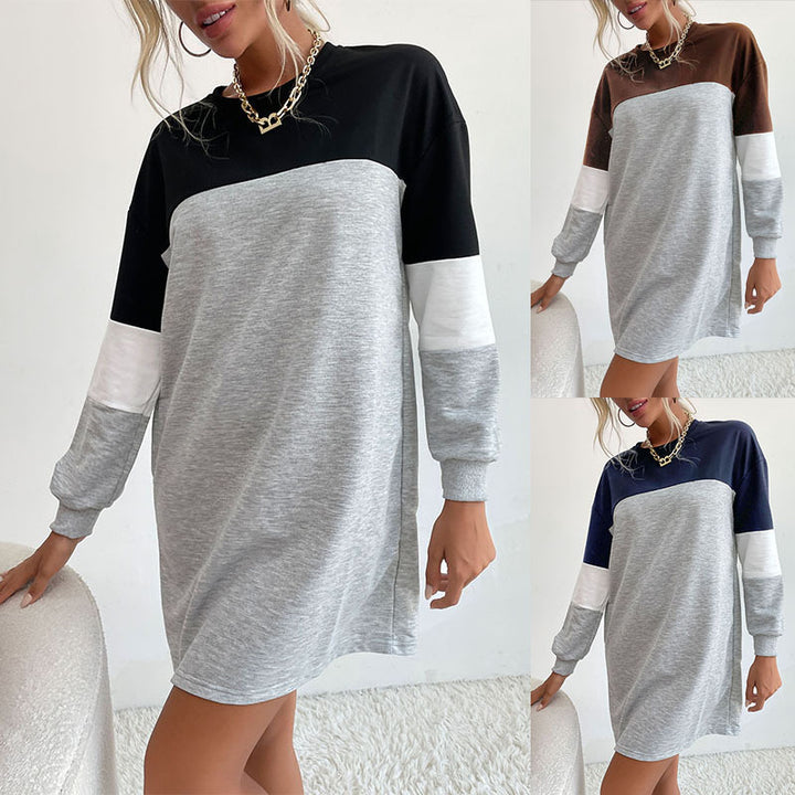 Damen Freizeitkleid mit modischen Farbblockdetails und lässigem Schnitt Drune
