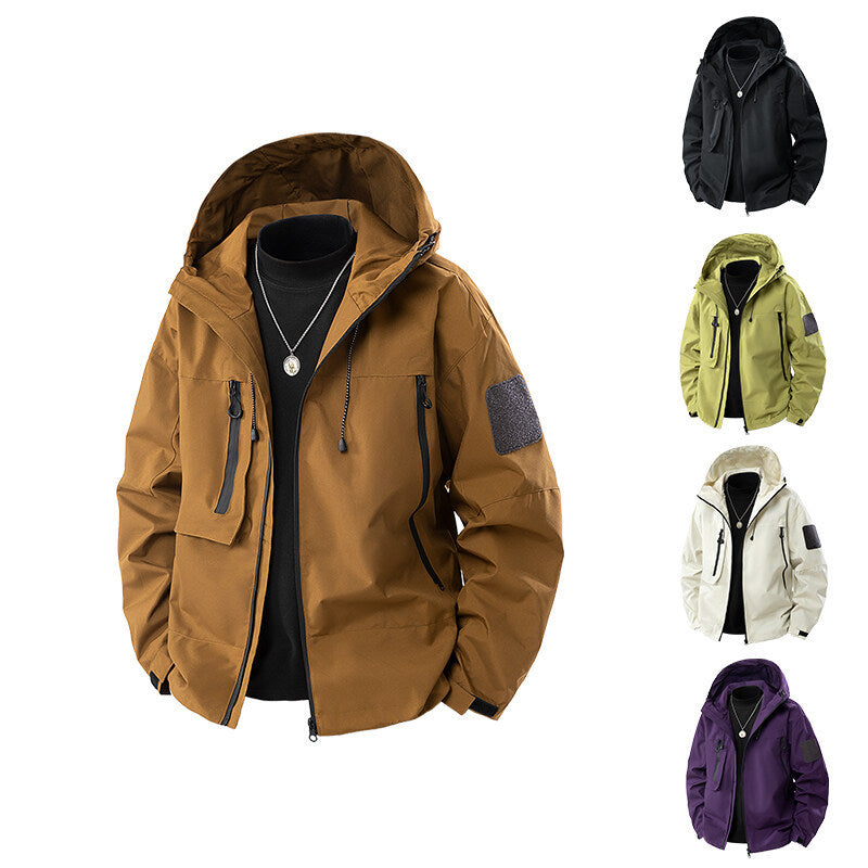 Herren wasserfeste Multifunktionsjacke mit Kapuze und praktischen Taschen Drune