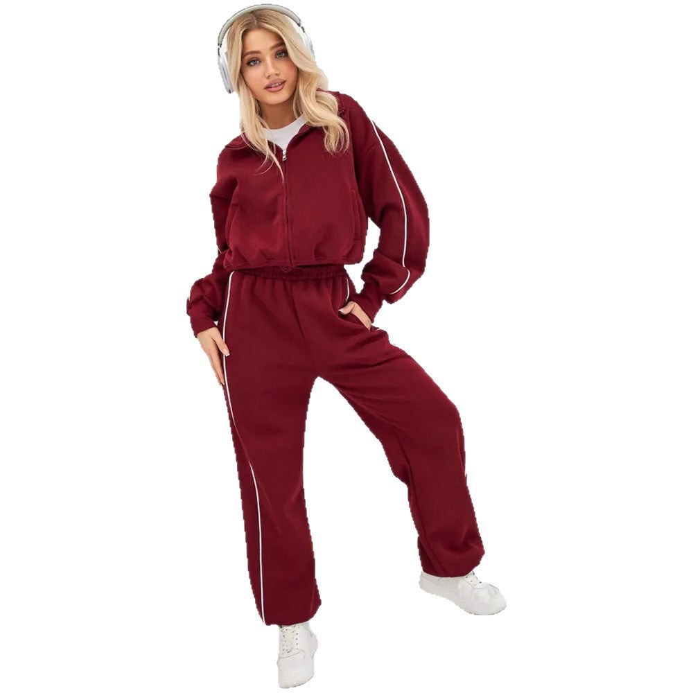 Damen Hochwertiger Sport-Loungewear-Anzug mit Stehkragen Drune