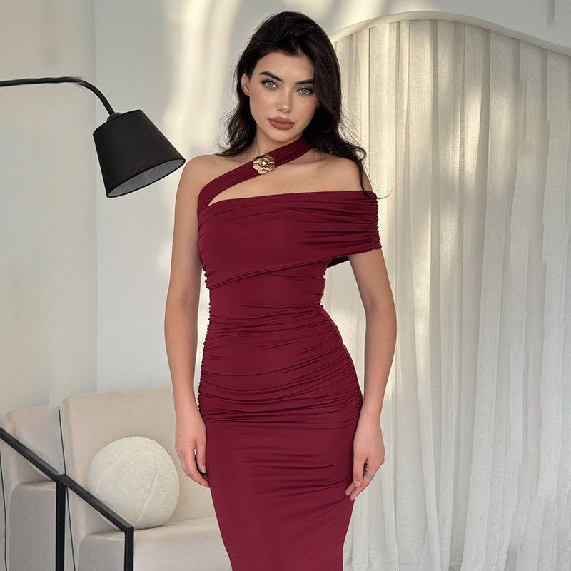Damen Elegantes Wickelabendkleid mit asymmetrischem Schnitt und figurformendem Design Drune