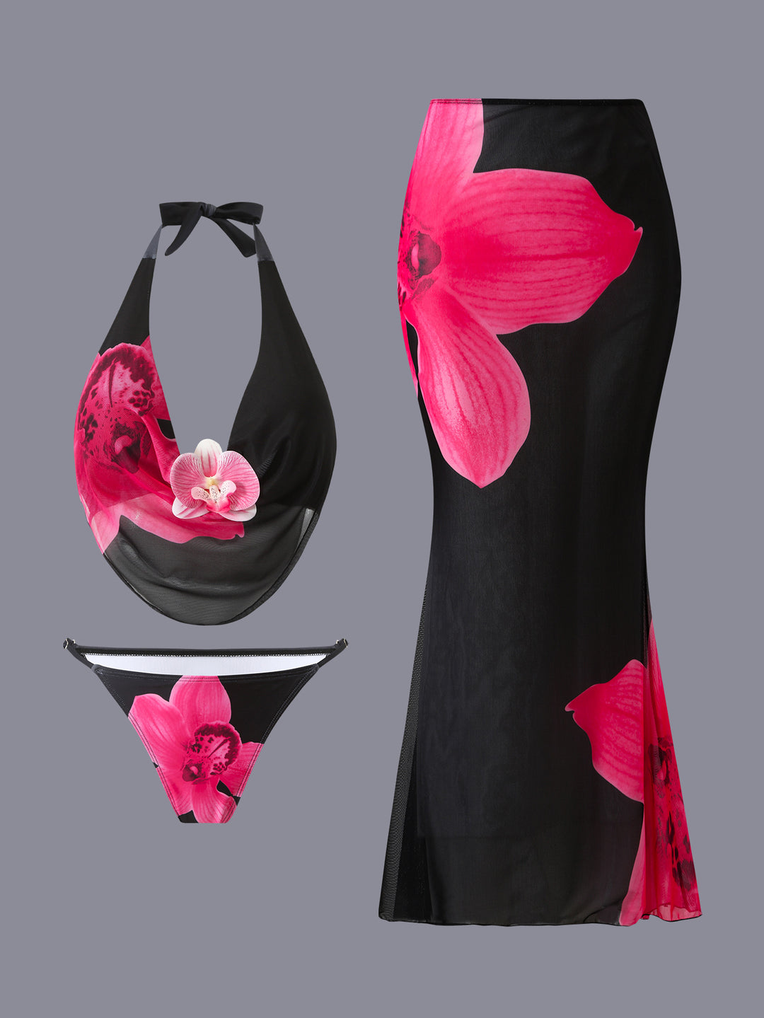 Damen Bikini-Set mit floralem Design und elegantem Wickeloberteil Drune