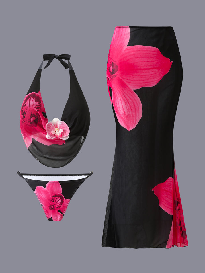 Damen Bikini-Set mit floralem Design und elegantem Wickeloberteil Drune