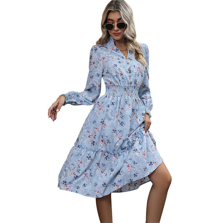 Damen Maxikleid mit floralen Rüschen und feinen Details Drune