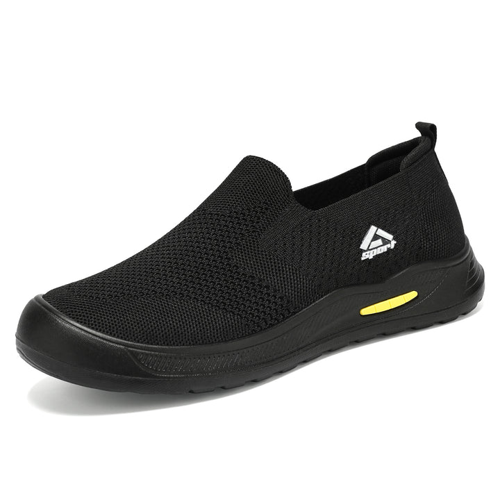 Herren nan atmungsaktiver Slip-On Arbeitsschuh mit nahtlosem Strickoberteil, stoßdämpfender EVA-Zwischensohle und rutschfester Gummilaufsohle Drune