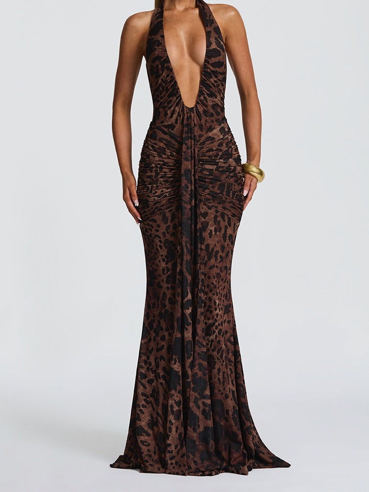 Damen Elegantes Wickelkleid mit tiefem V-Ausschnitt und raffiniertem Faltenwurf Drune
