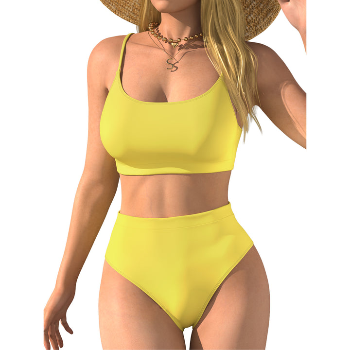 Damen Hochtaillierter Bikini mit Crop-Top Drune
