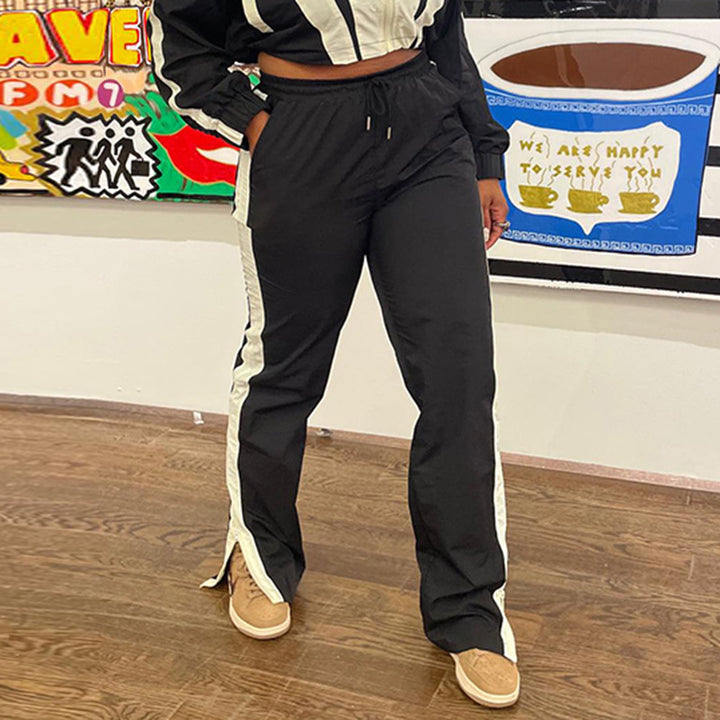 Damen nan kurz geschnittene sportliche Cropped-Bomberjacke mit durchgehendem Reißverschluss und tailliertem Kordelzug Drune