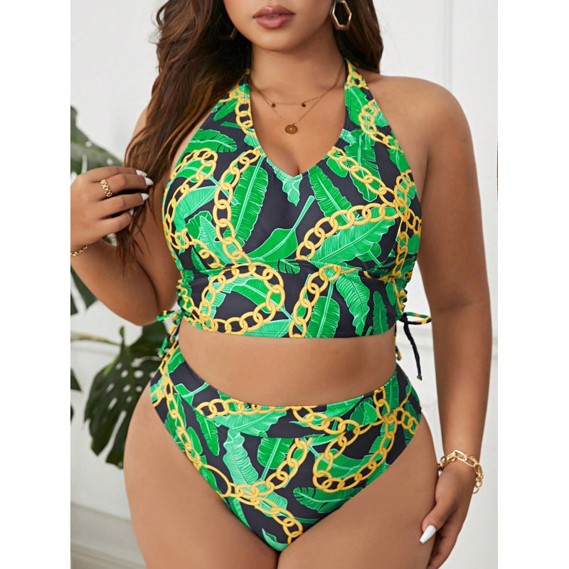 Damen Triangel-Bikini mit modischem Ketten-Design und seitlichen Raffungen Drune