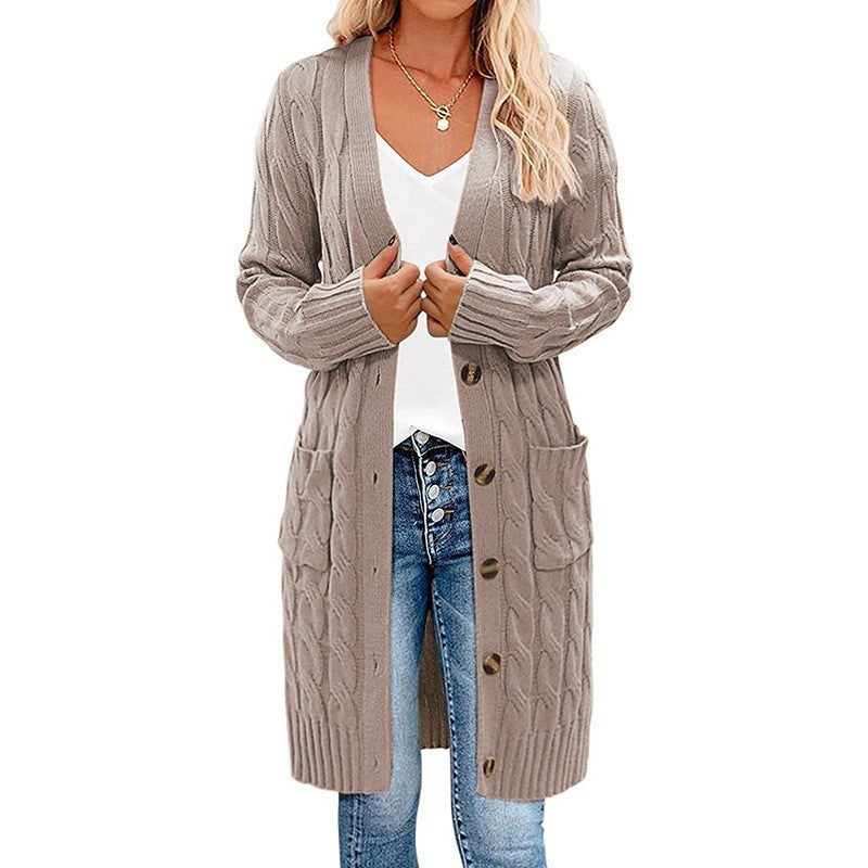 Damen Strickjacke mit Kabelmuster und Taschen Drune