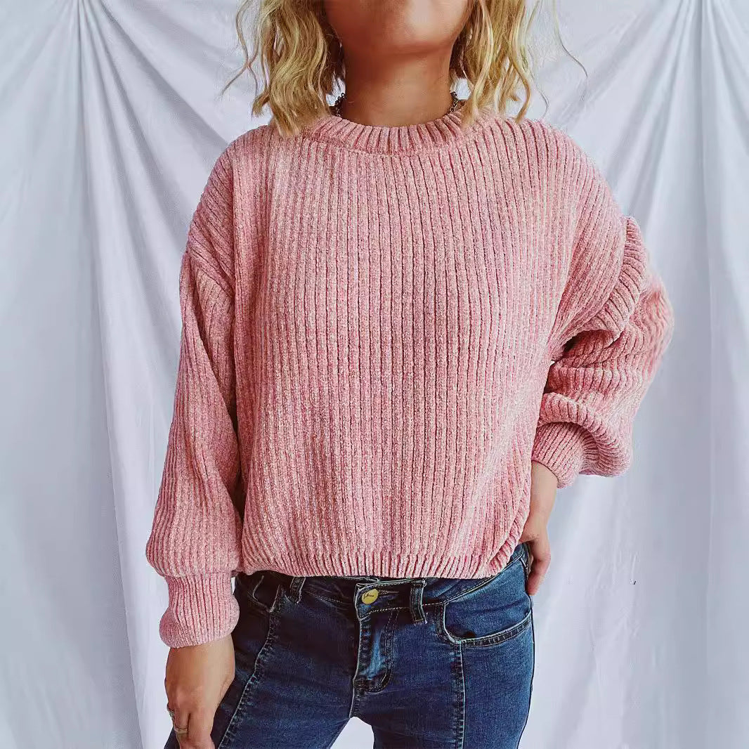 Damen gemütlicher Grobstrickpullover mit weiten Ärmeln und strukturiertem Design Drune