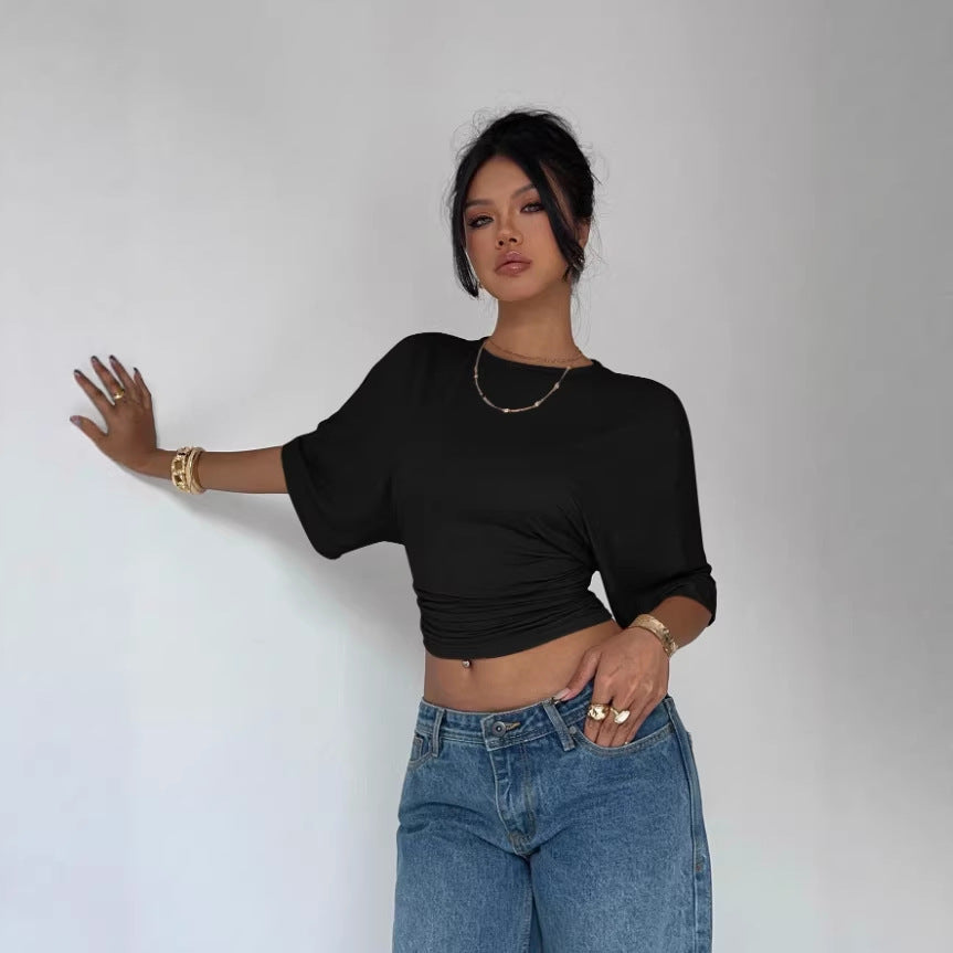 Damen Kurzärmliges Crop-Top Drune