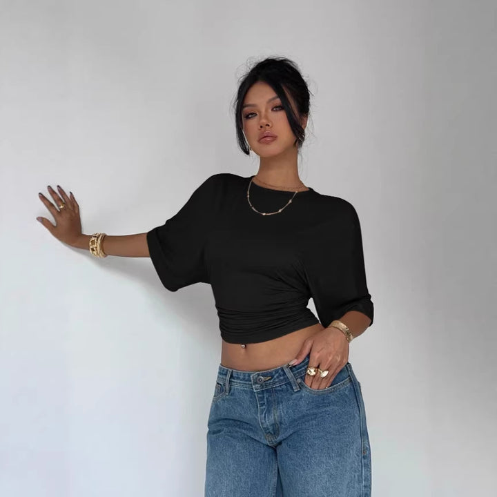 Damen Kurzärmliges Crop-Top Drune