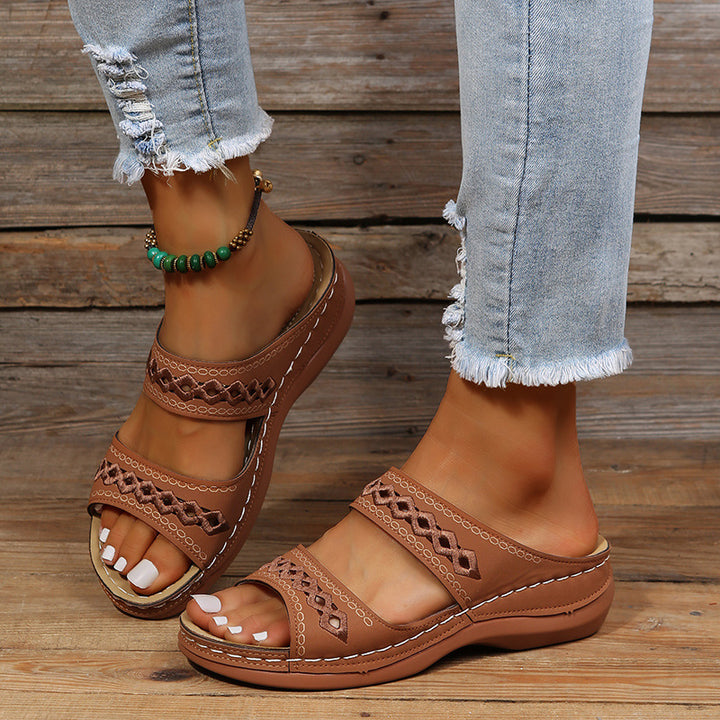 Damen Komfortable Fußbett-Sandalen mit verstellbaren Riemen Drune