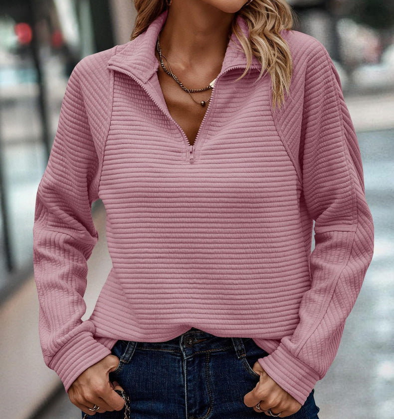 Drune | Modisch strukturierter Pullover mit Kragenreißverschluss