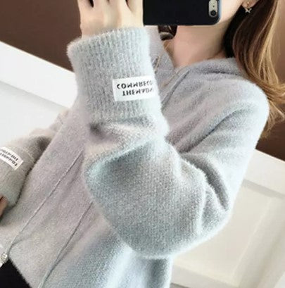 Damen Kuscheliger Hoodie mit Kordelzug und hohem Kragen Drune