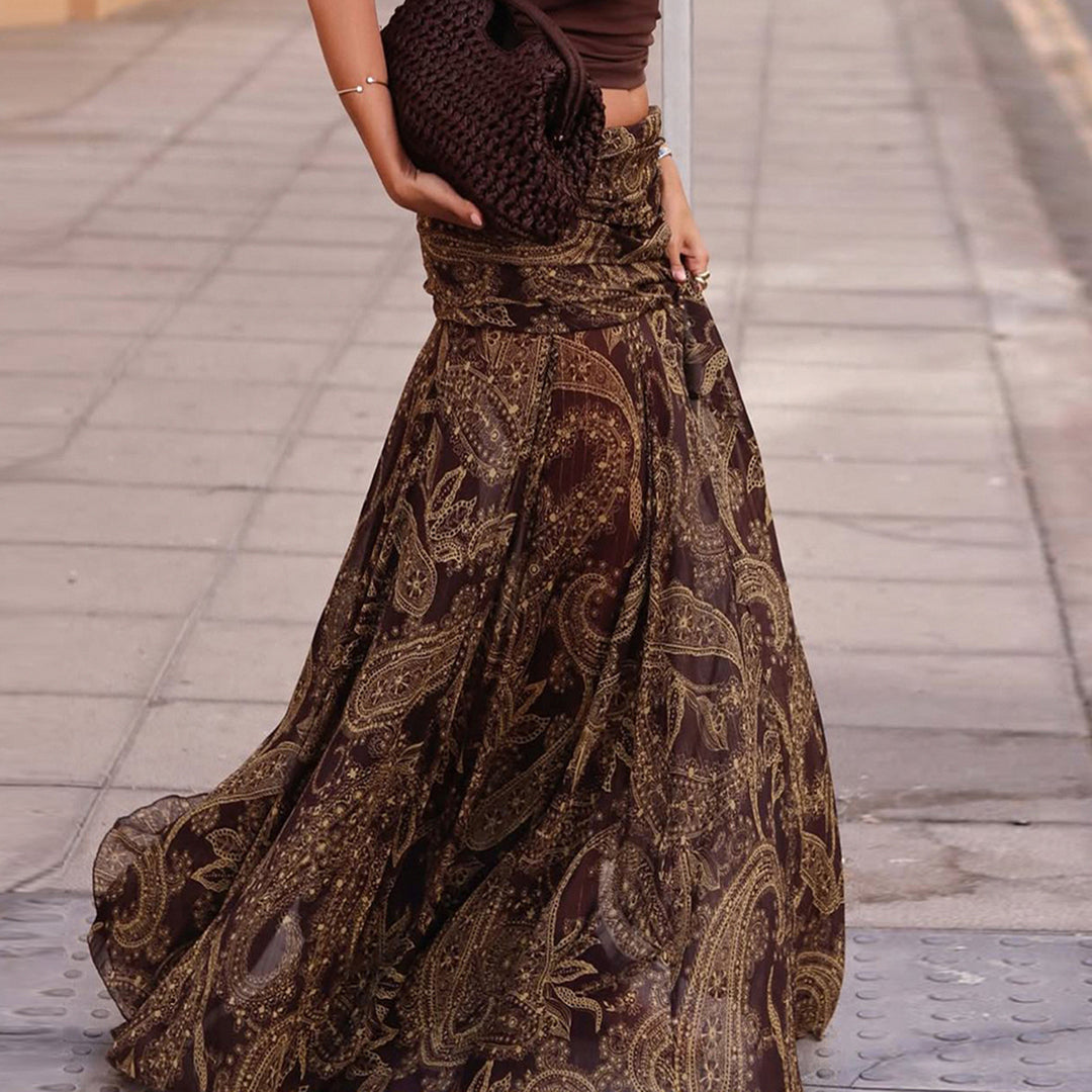 Damenrock mit asymmetrischem Saum und Paisleymuster Drune