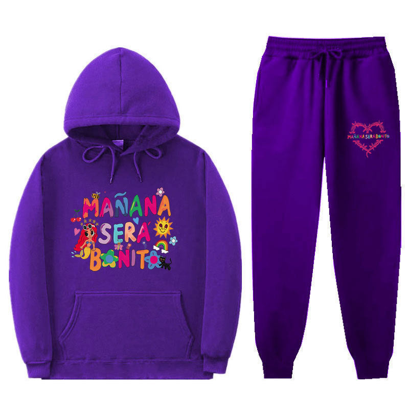 Damen Sweatshirt- und Jogginghose-Set mit buntem Aufdruck Drune