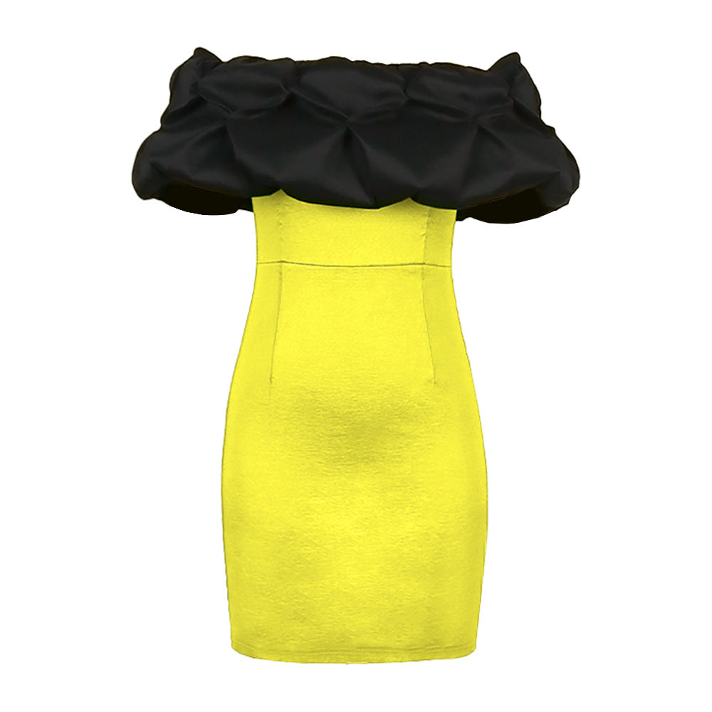Damen figurbetontes Kleid mit voluminösem Rüschensaum Drune