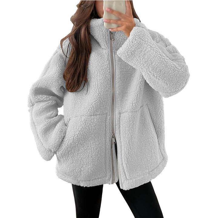 Damen Kuschelige Teddy-Jacke mit Reißverschluss Drune