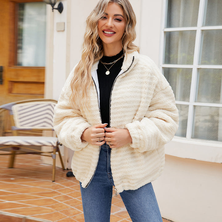 Damen Fleece-Jacke mit kontrastierendem Reißverschluss Drune