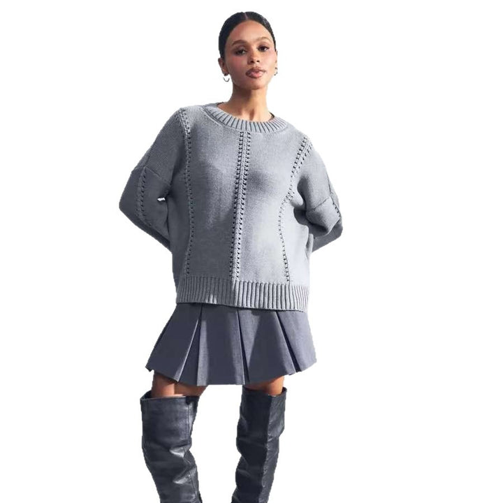 Damen Übergroßer Strickpullover mit luftiger Struktur und besonderen Details Drune