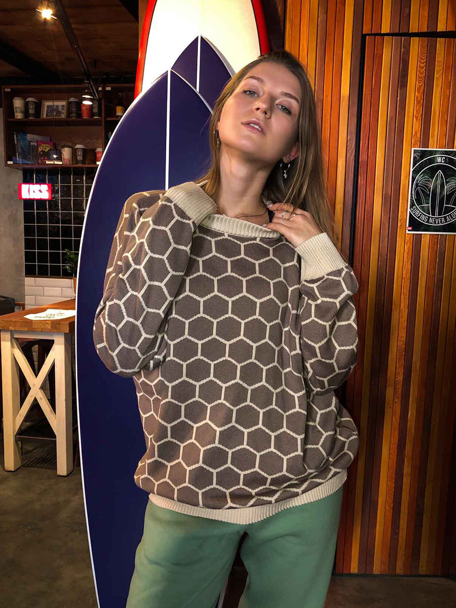 Damen Pullover mit exklusivem Wabenmuster und komfortablem Schnitt Drune