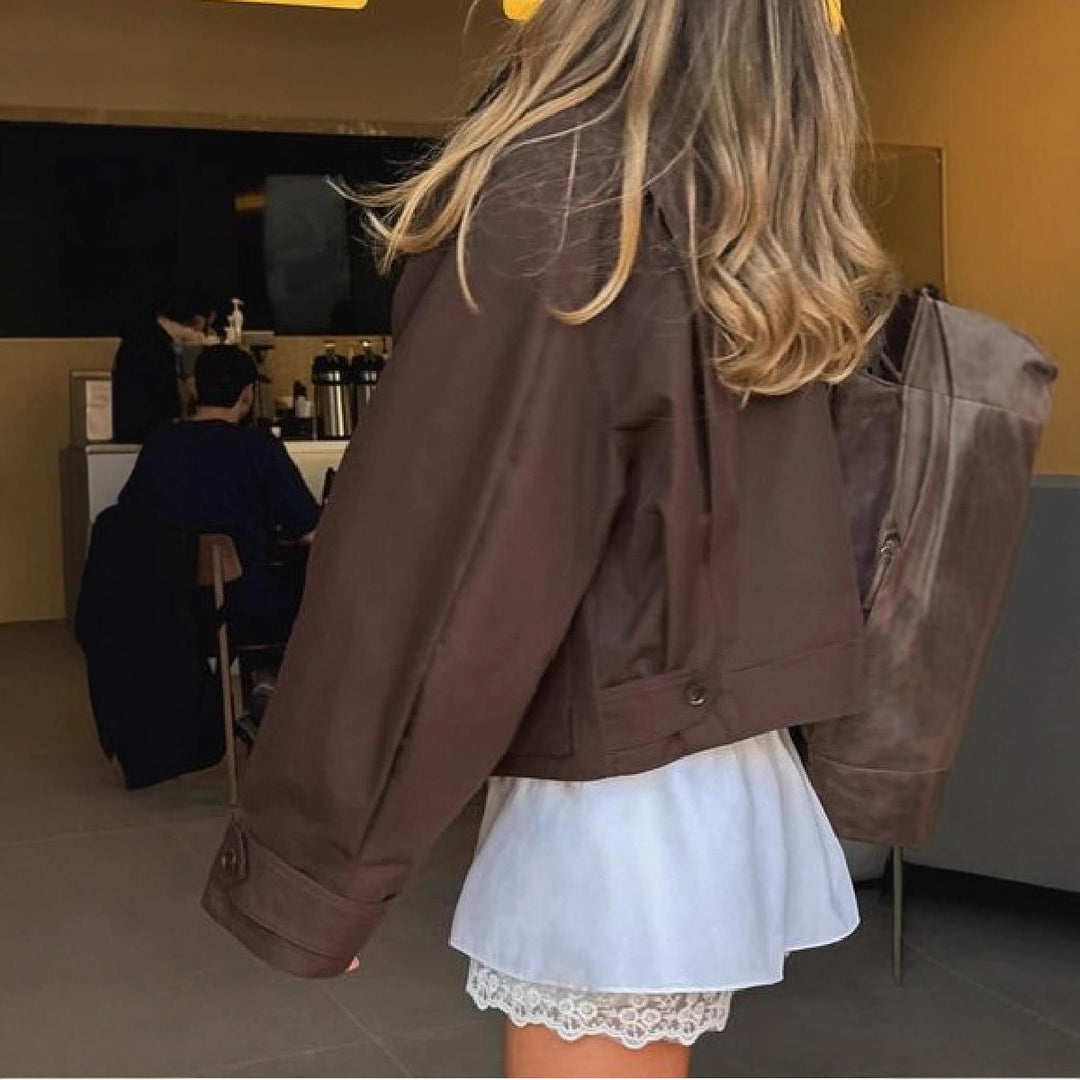 Damen Kurze Jacke mit lässigem Schnitt und großen Taschen Drune