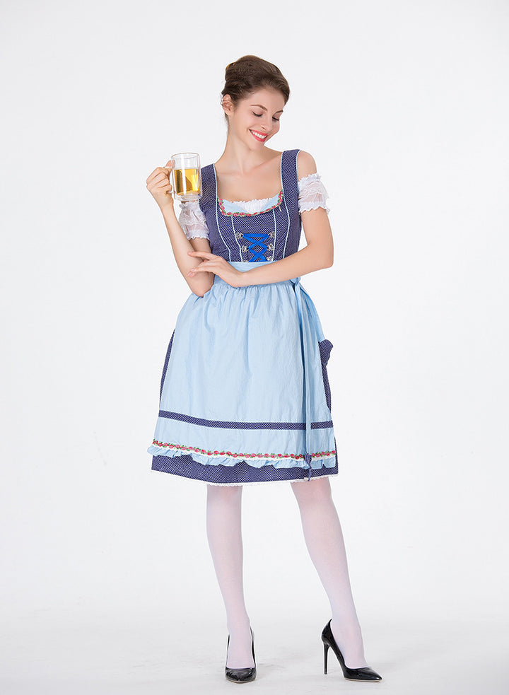 Damen nan traditionelles Dirndl mit Schnürcorsage, knielangem Tellerrock und Schürze Drune