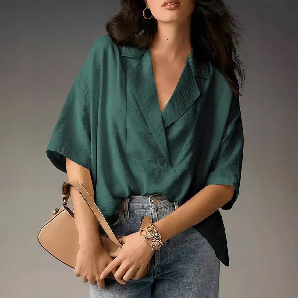 Damen lässige Seidenbluse mit schickem Schnitt Drune